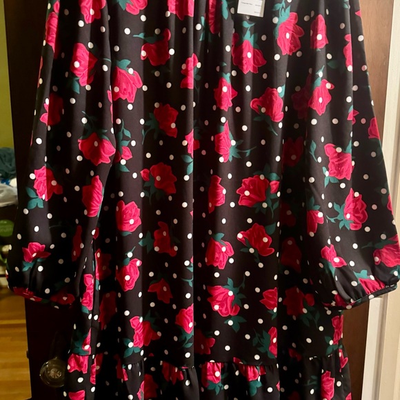 Kate Spade Black Floral Ruffled Dress - Picture 2 of 4